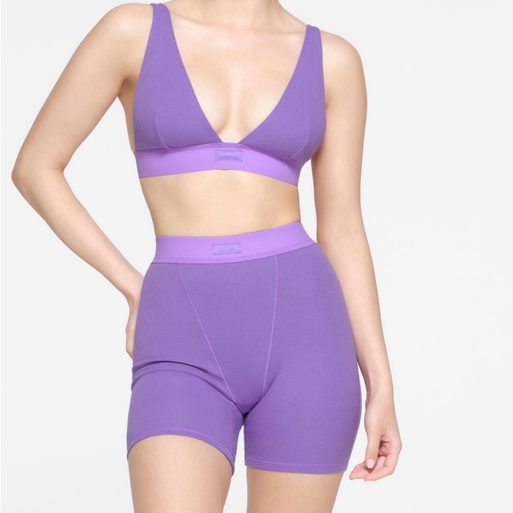 SKIMS Purple Bra and Shorts Set